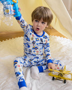 Tiny Officer Long Two-Piece Pajama Set, tiny officer bamboo long two piece pjs lifestyle 10