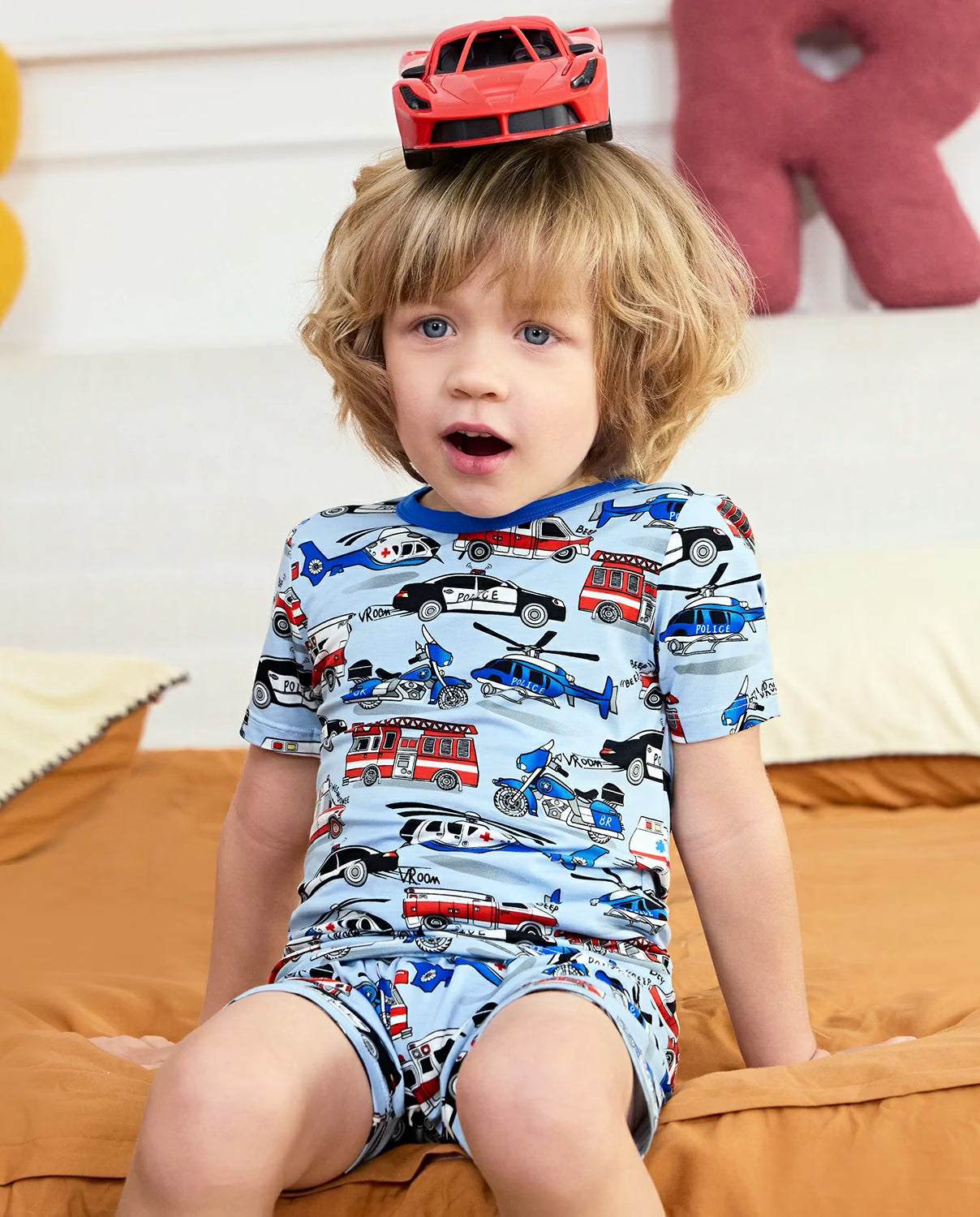 Tiny Responders Short Two-Piece Pajama Set, tiny responders bamboo short two piece pjs lifestyle 01