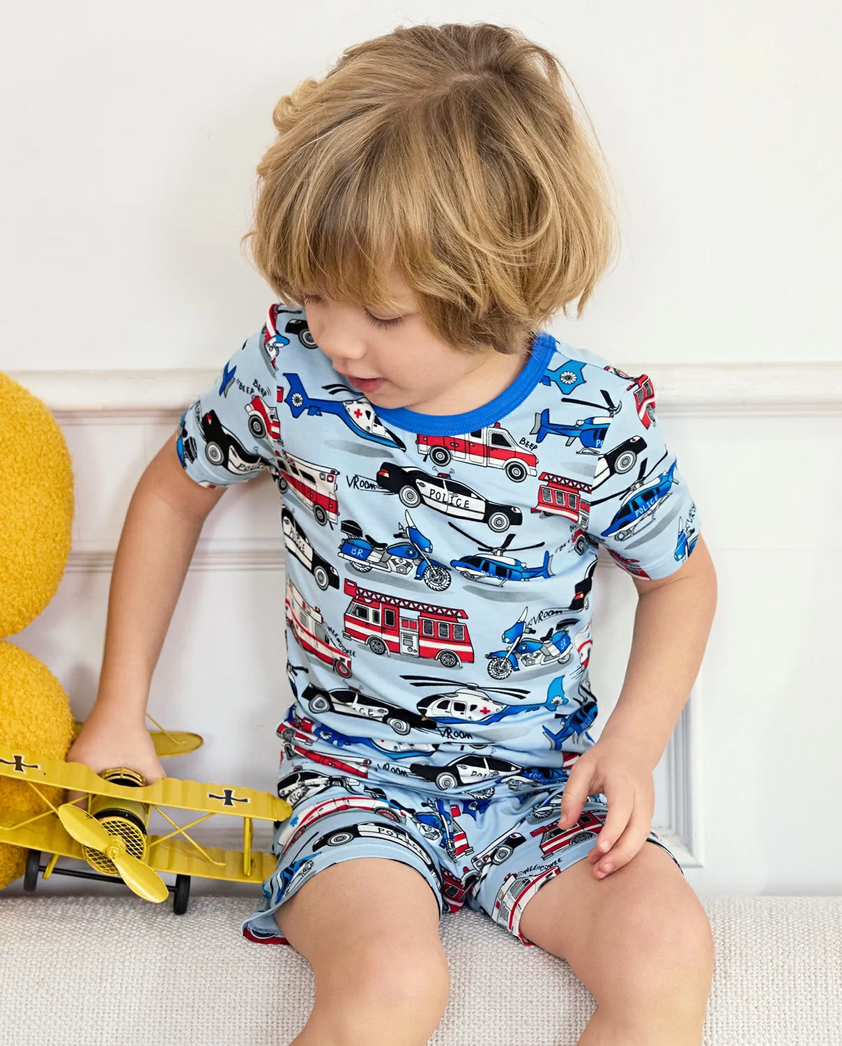 Tiny Responders Short Two-Piece Pajama Set, tiny responders bamboo short two piece pjs lifestyle 04