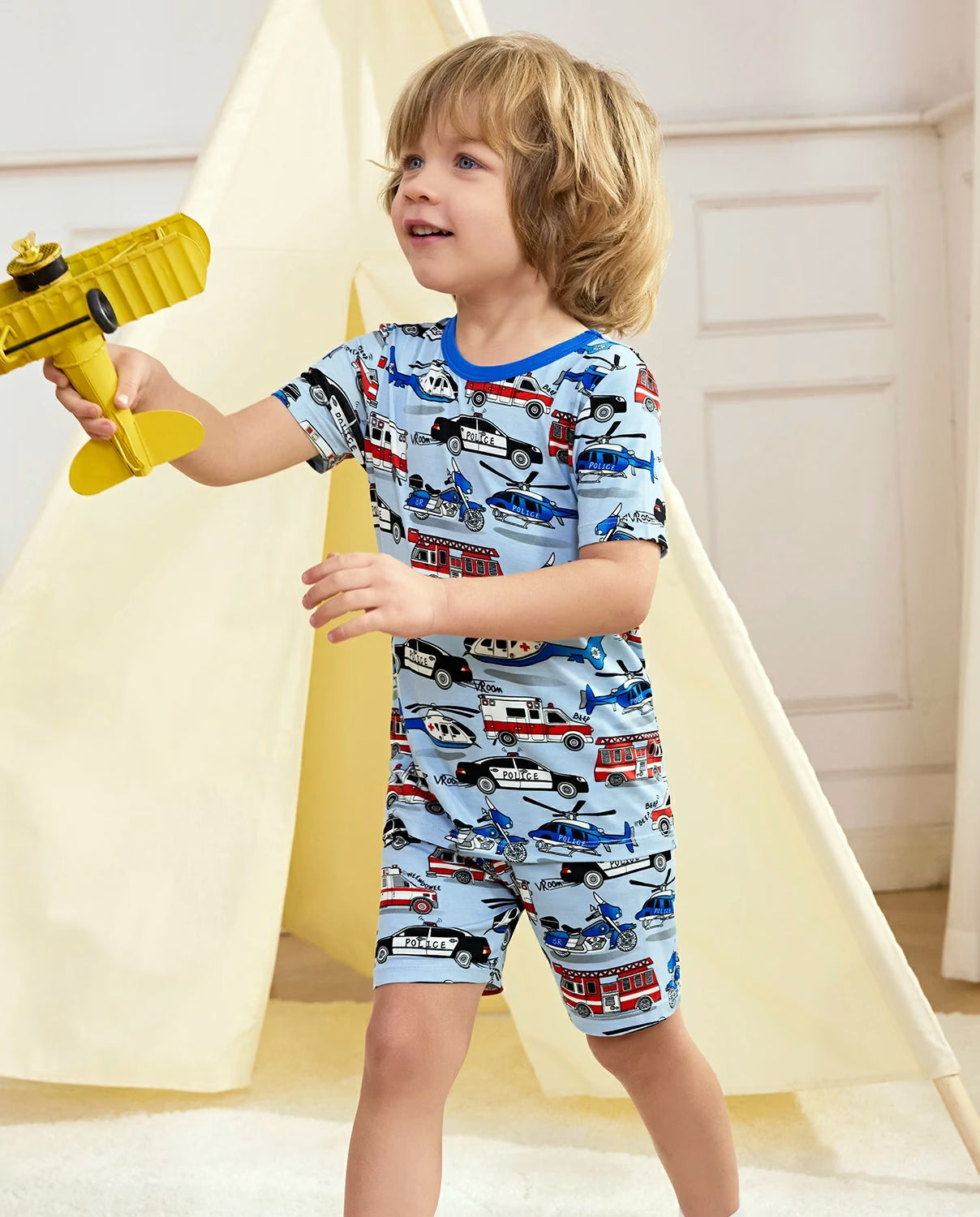 Tiny Responders Short Two-Piece Pajama Set, tiny responders bamboo short two piece pjs lifestyle 07