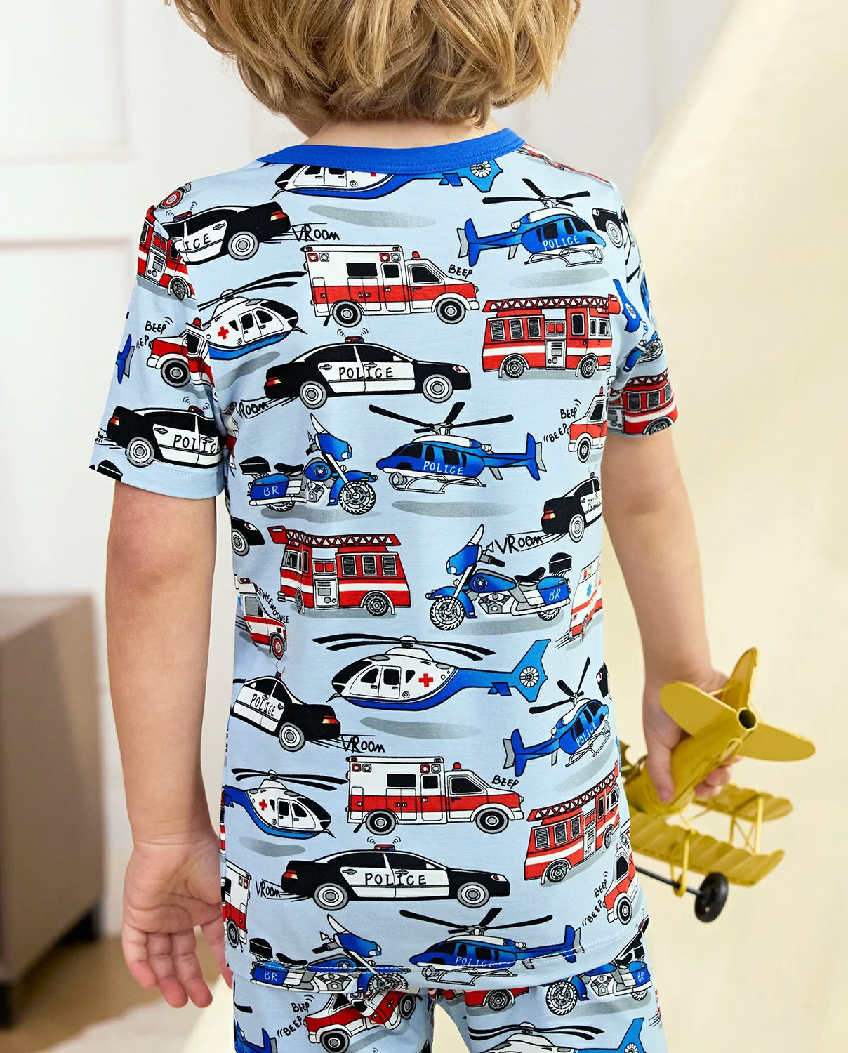 Tiny Responders Short Two-Piece Pajama Set, tiny responders bamboo short two piece pjs lifestyle 09