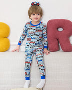 Tiny Responders Long Two-Piece Pajama Set, tiny responders club bamboo two piece pjs lifestyle 2