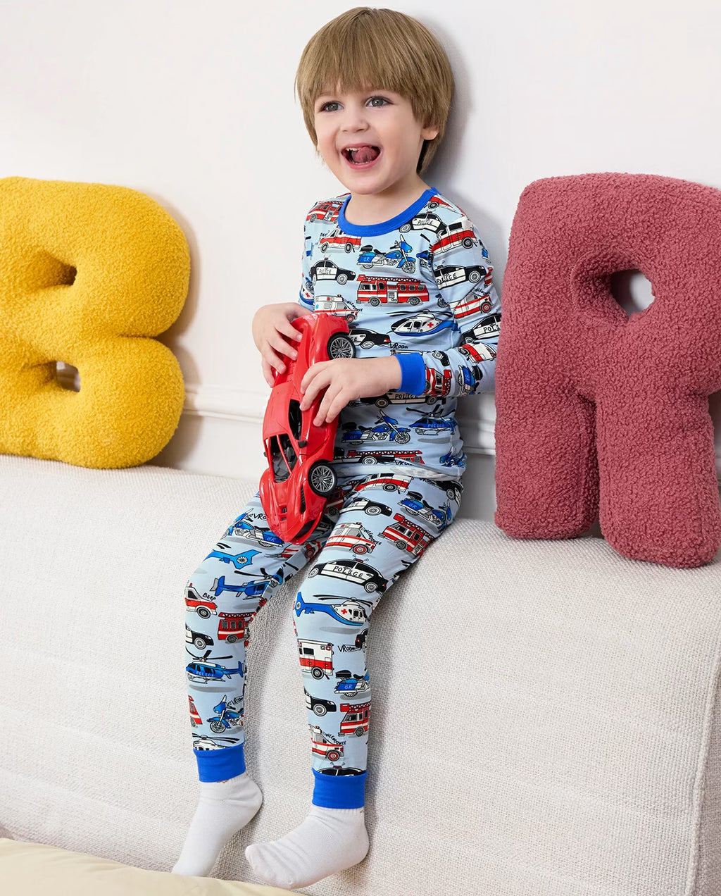 Tiny Responders Long Two-Piece Pajama Set, tiny responders club bamboo two piece pjs lifestyle 5