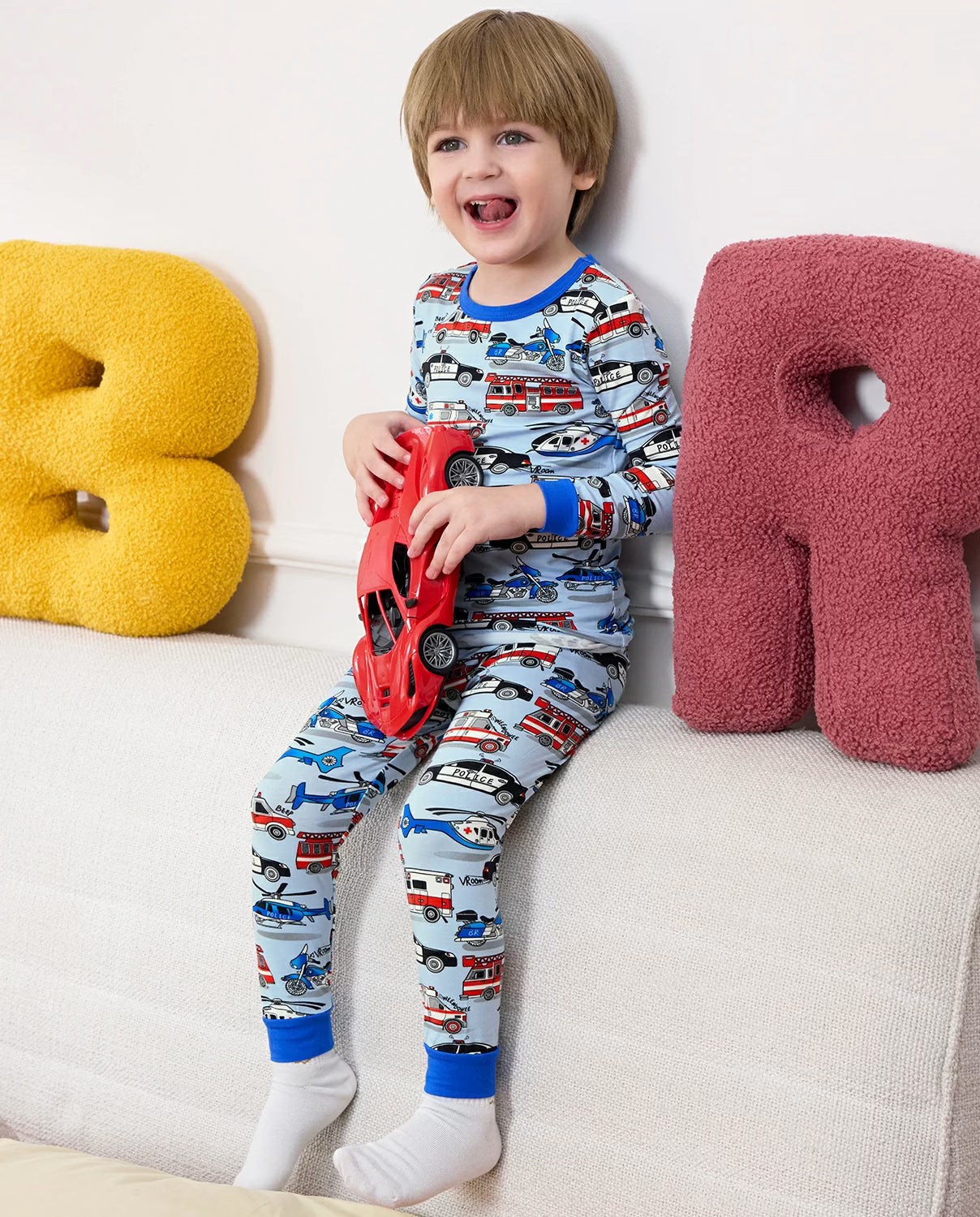 Tiny Responders Long Two-Piece Pajama Set, tiny responders club bamboo two piece pjs lifestyle 5