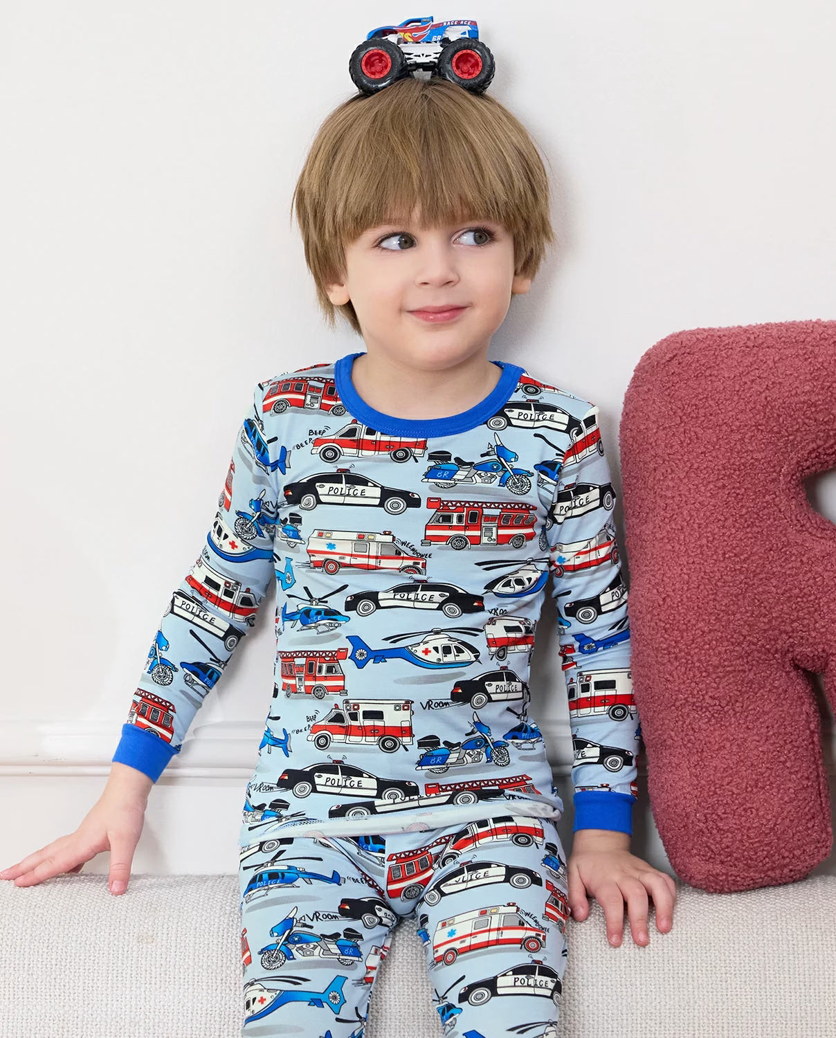 Tiny Responders Long Two-Piece Pajama Set, tiny responders club bamboo two piece pjs lifestyle 6