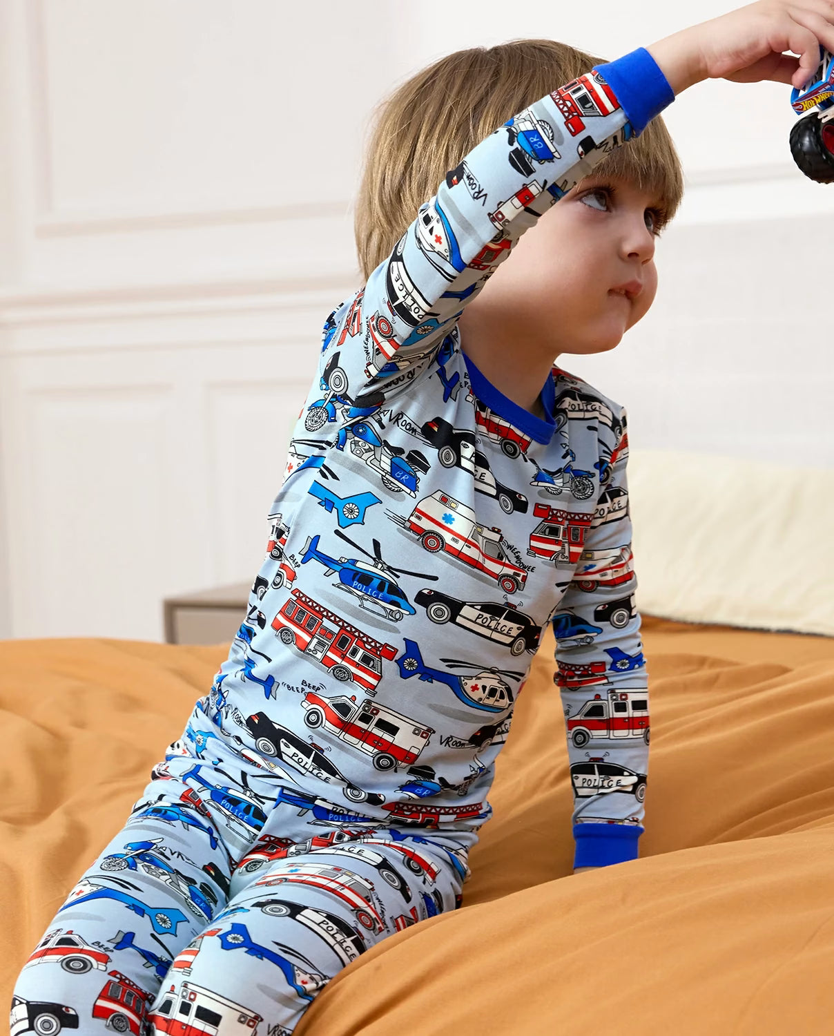 Tiny Responders Long Two-Piece Pajama Set, tiny responders club bamboo two piece pjs lifestyle 8