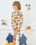 Trick Trucks Long Two-Piece Pajama Set - child wearing the pajamas, full front view