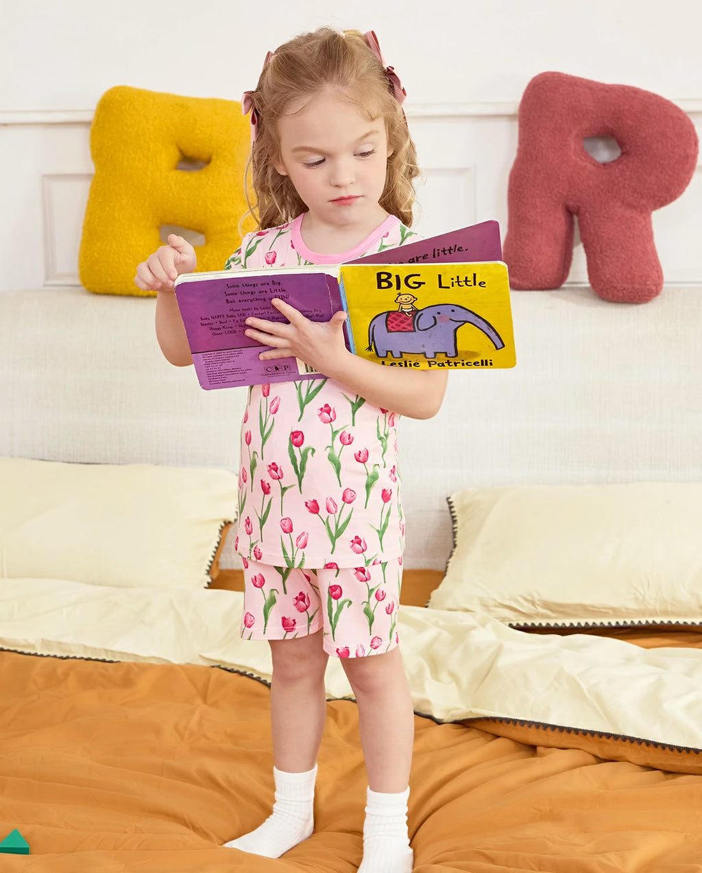 Tulip Garden Short Two-Piece Pajama Set, tulip garden bamboo short two piece pjs lifestyle 05