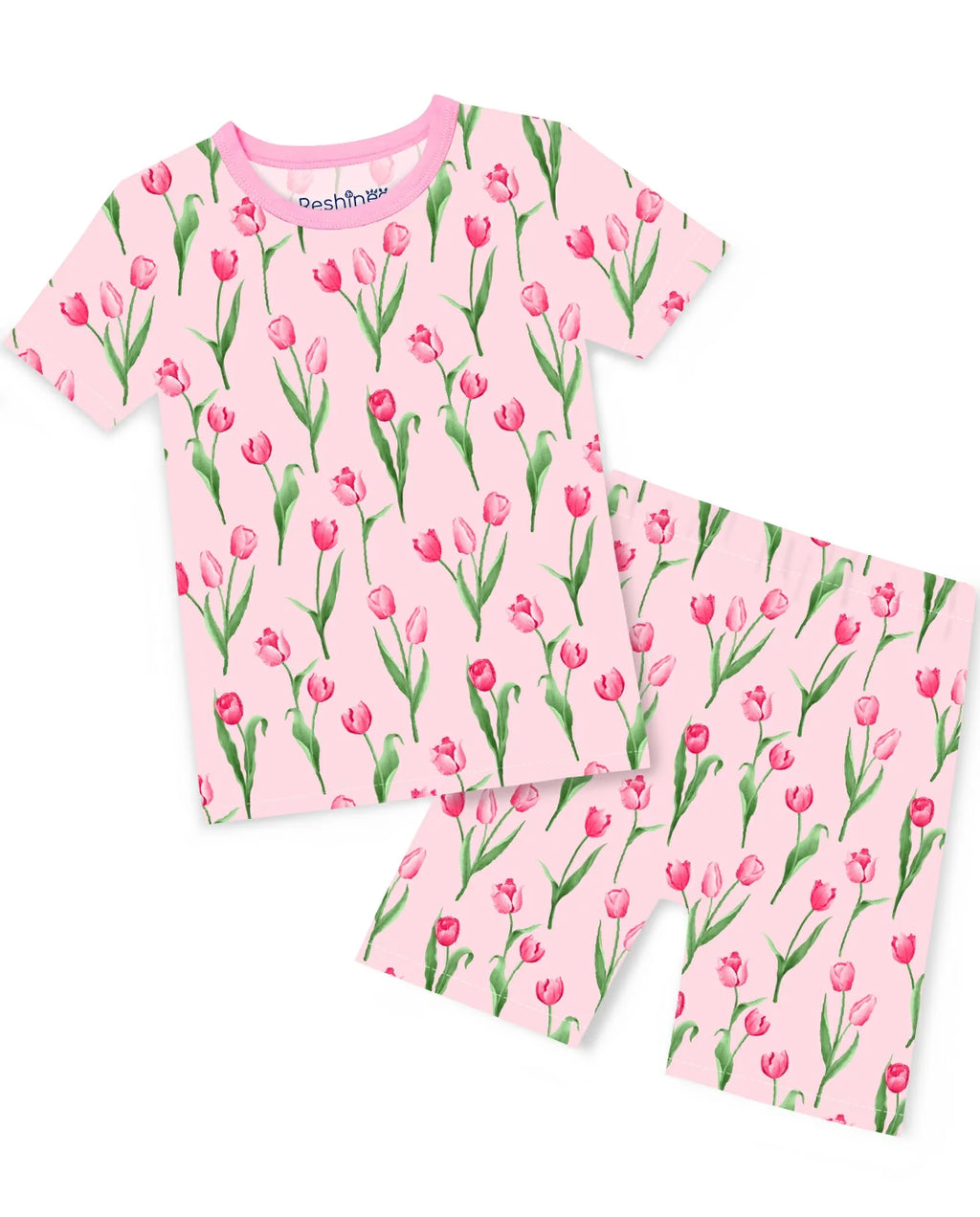 Tulip Garden Short Two-Piece Pajama Set, tulip garden bamboo short two piece pjs main