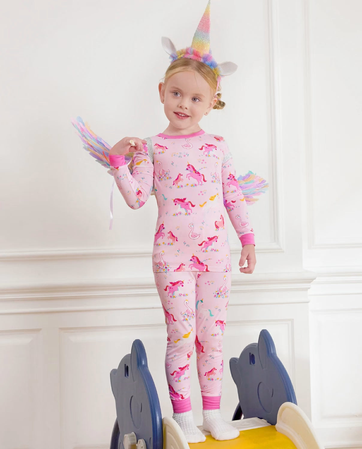 Uni Bliss Long Two-Piece Pajama Set, uni bliss bamboo long two piece pjs lifestyle 01