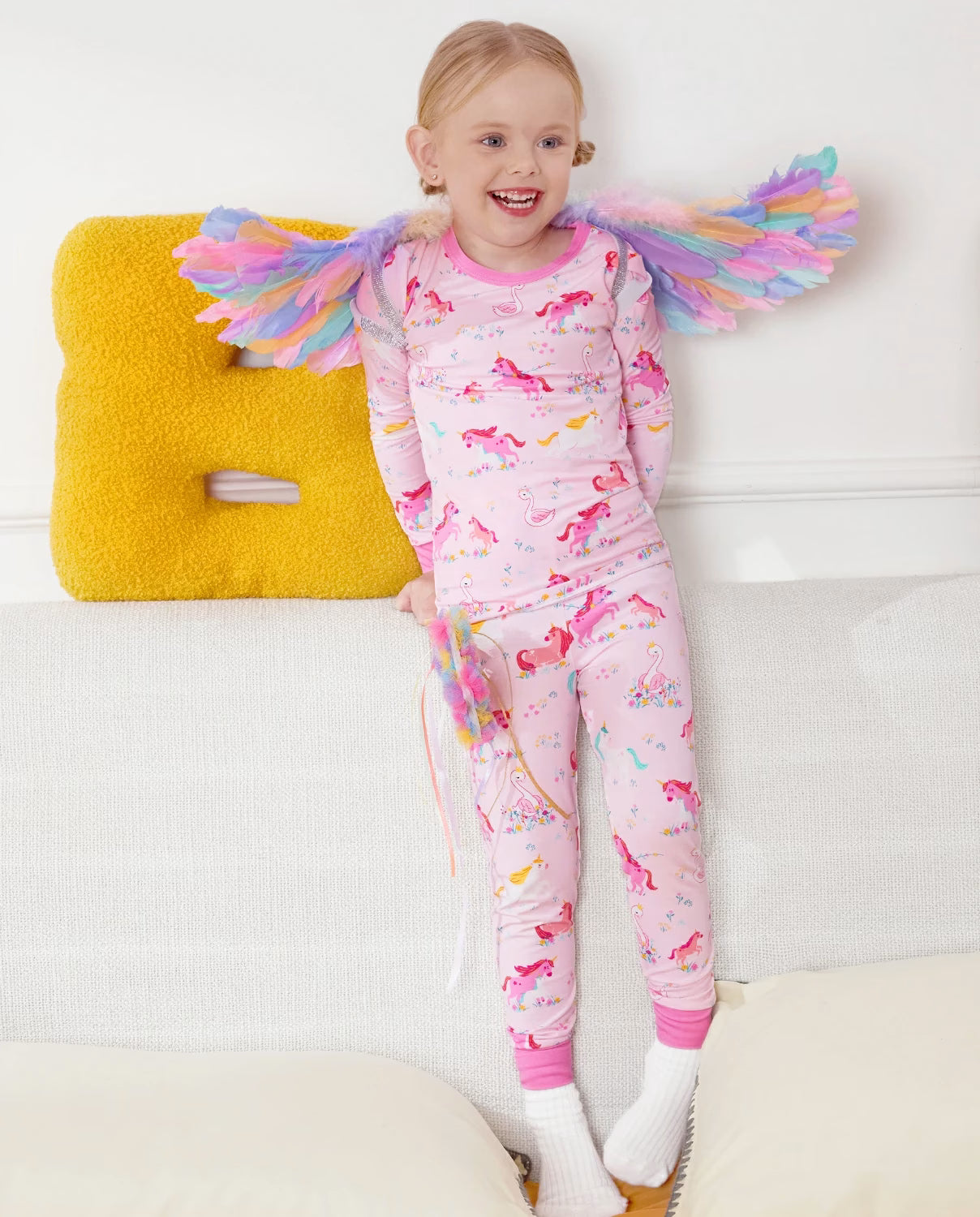 Uni Bliss Long Two-Piece Pajama Set, uni bliss bamboo long two piece pjs lifestyle 02