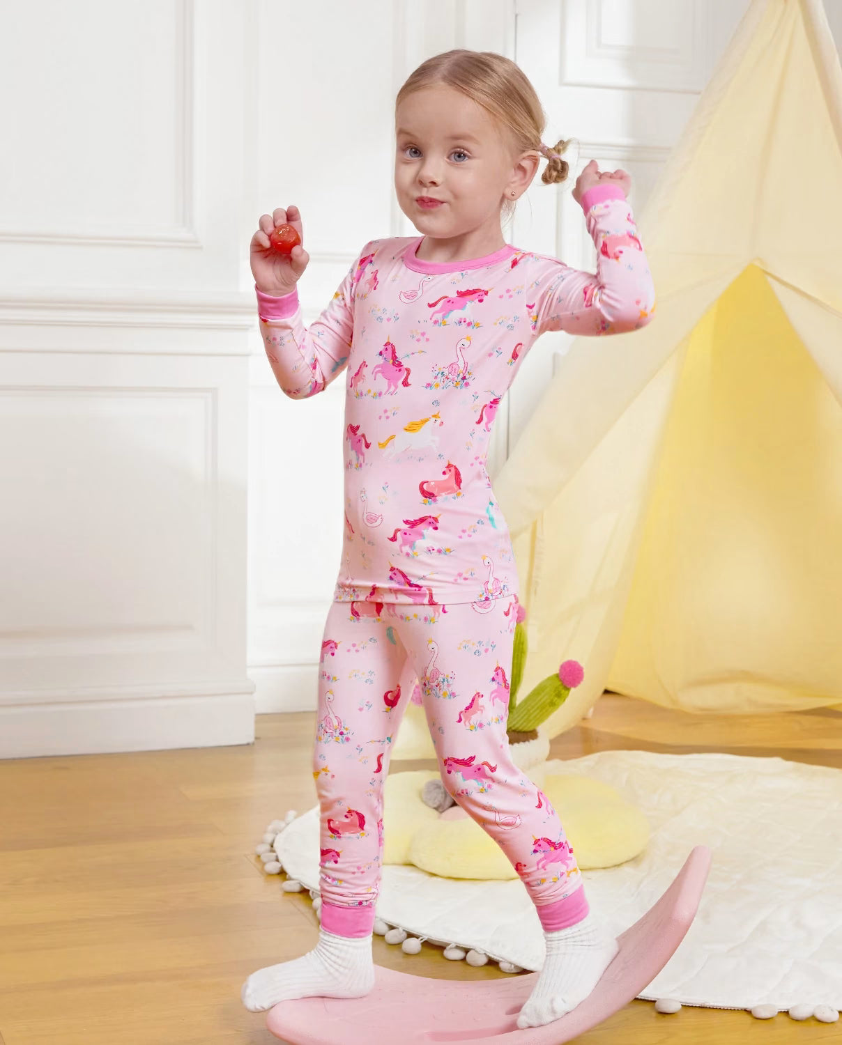 Uni Bliss Long Two-Piece Pajama Set, uni bliss bamboo long two piece pjs lifestyle 03