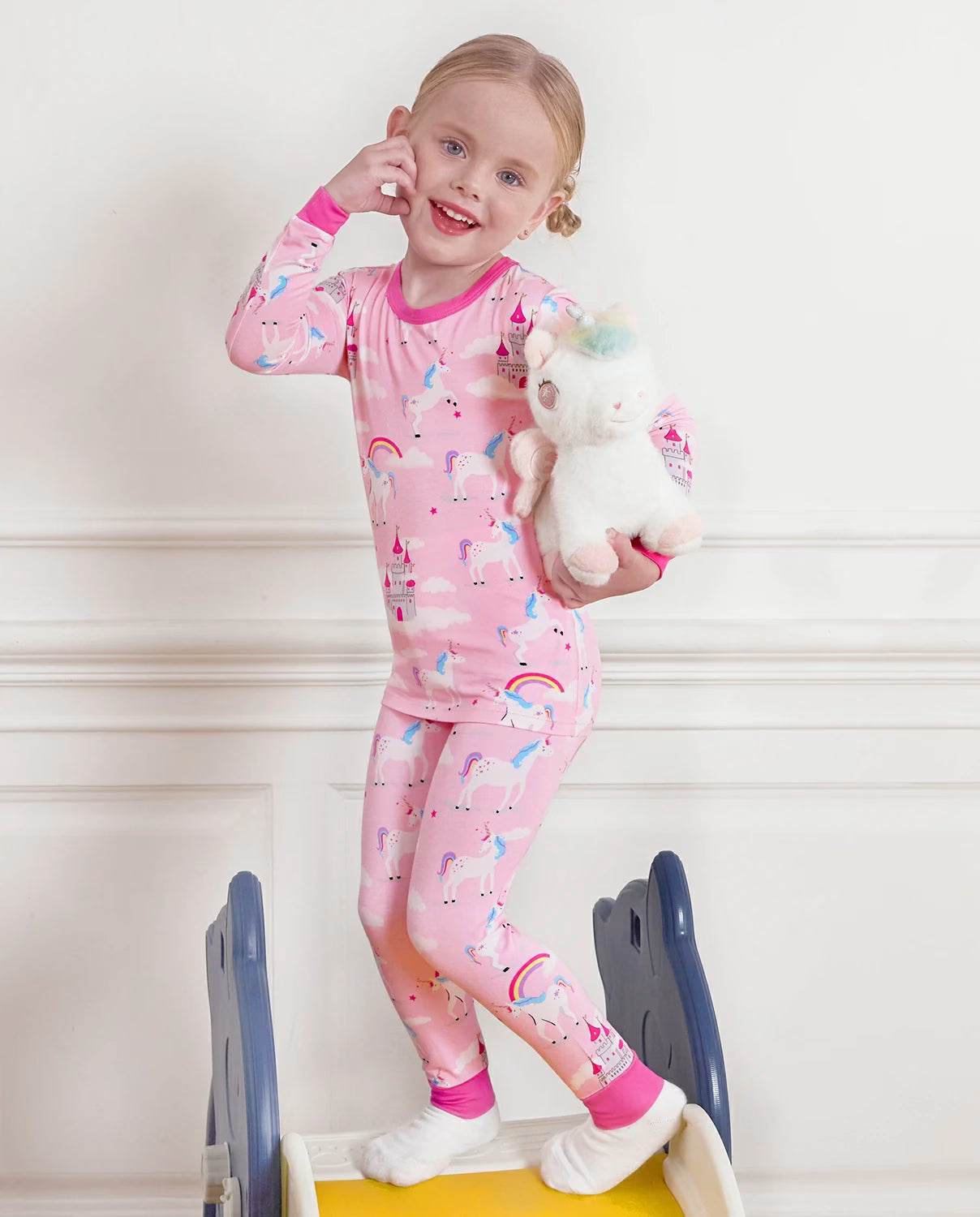 Uni Glow Long Two-Piece Pajama Set, uni glow bamboo long two piece pjs lifestyle 02