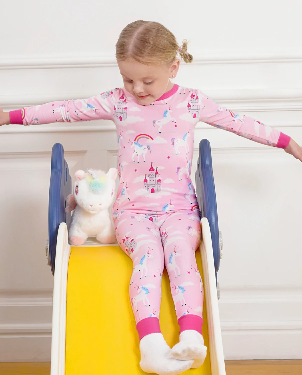 Uni Glow Long Two-Piece Pajama Set, uni glow bamboo long two piece pjs lifestyle 04