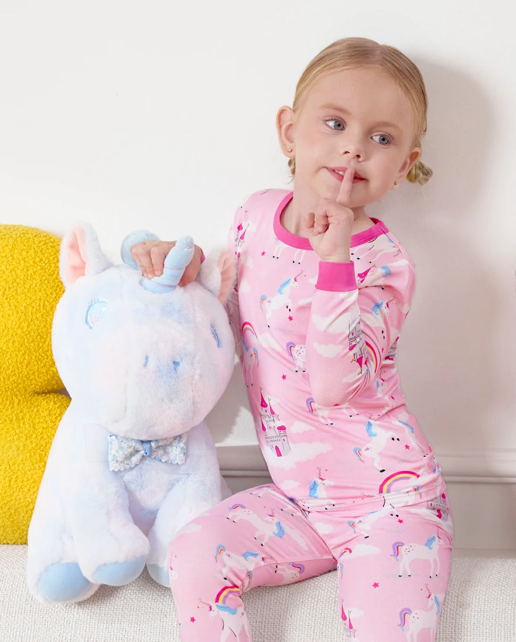 Uni Glow Long Two-Piece Pajama Set, uni glow bamboo long two piece pjs lifestyle 06