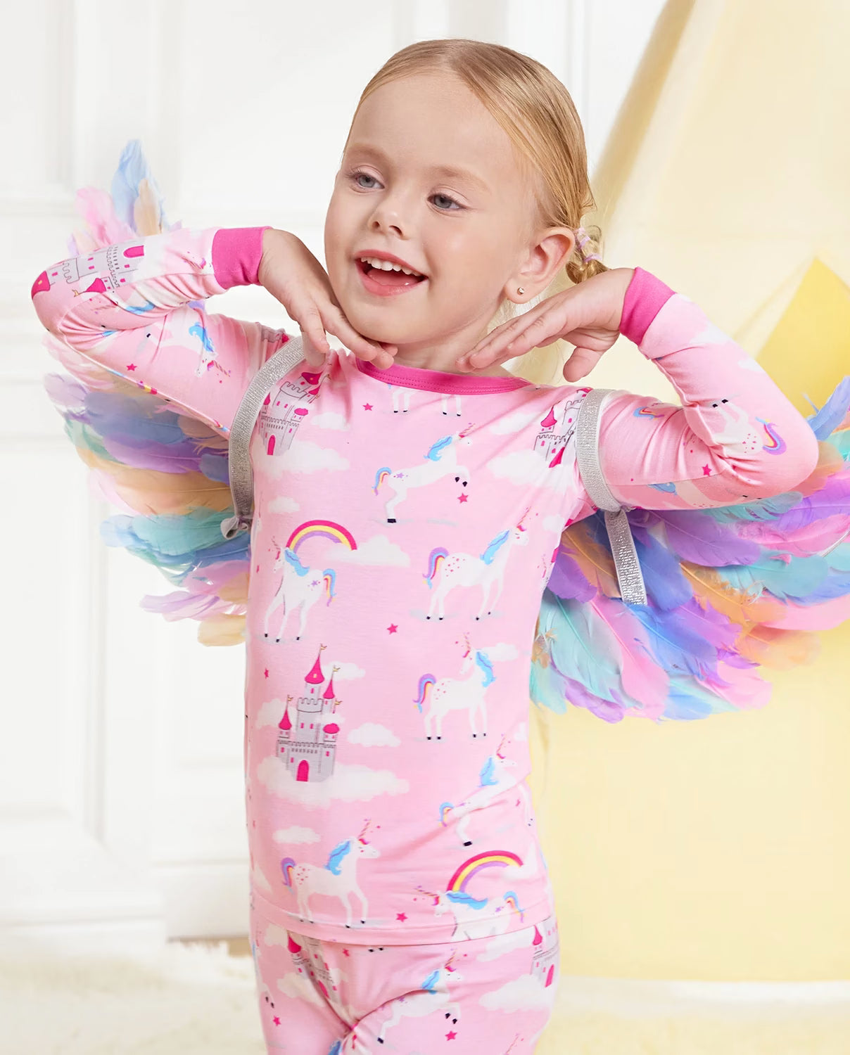 Uni Glow Long Two-Piece Pajama Set, uni glow bamboo long two piece pjs lifestyle 08