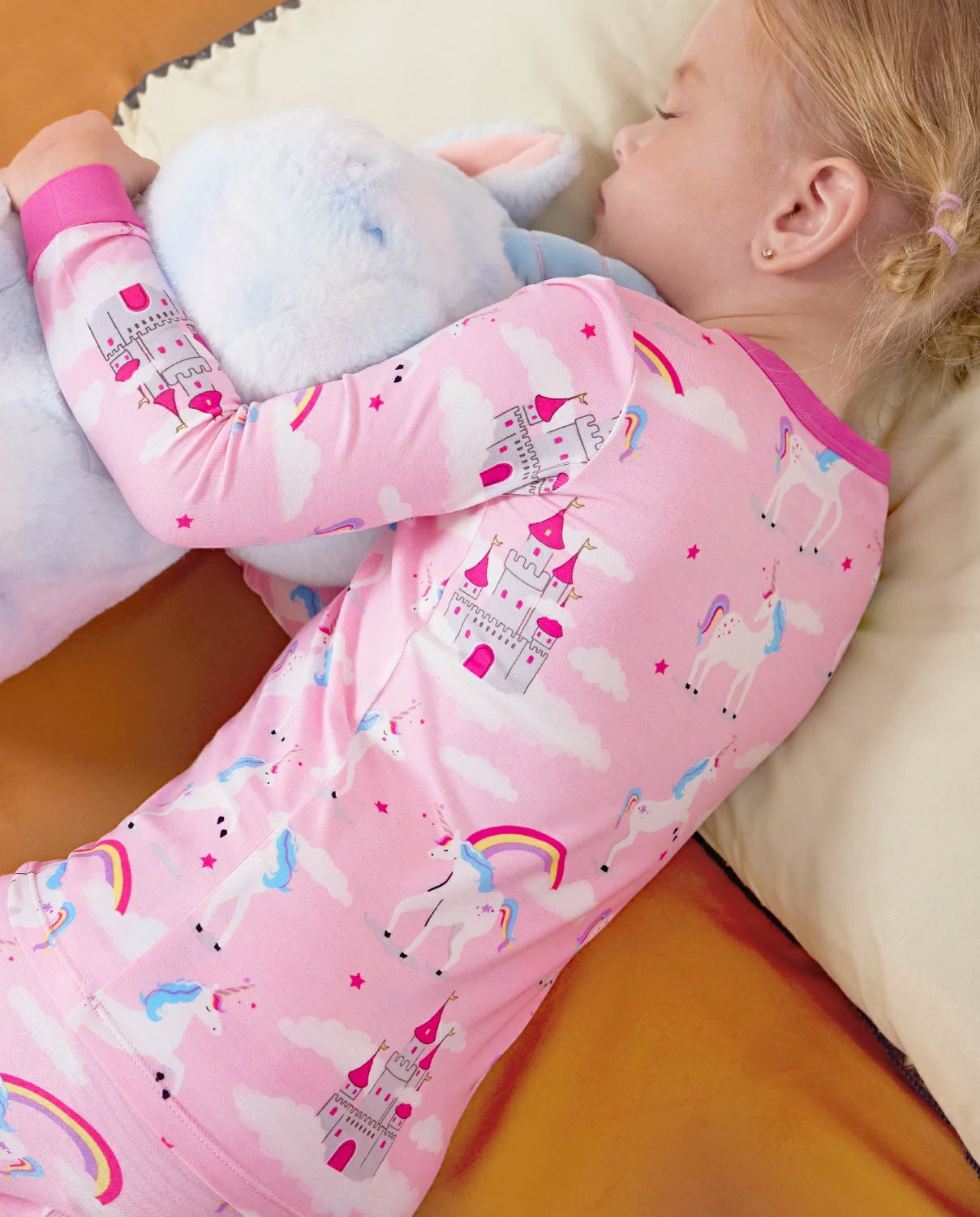 Uni Glow Long Two-Piece Pajama Set, uni glow bamboo long two piece pjs lifestyle 10