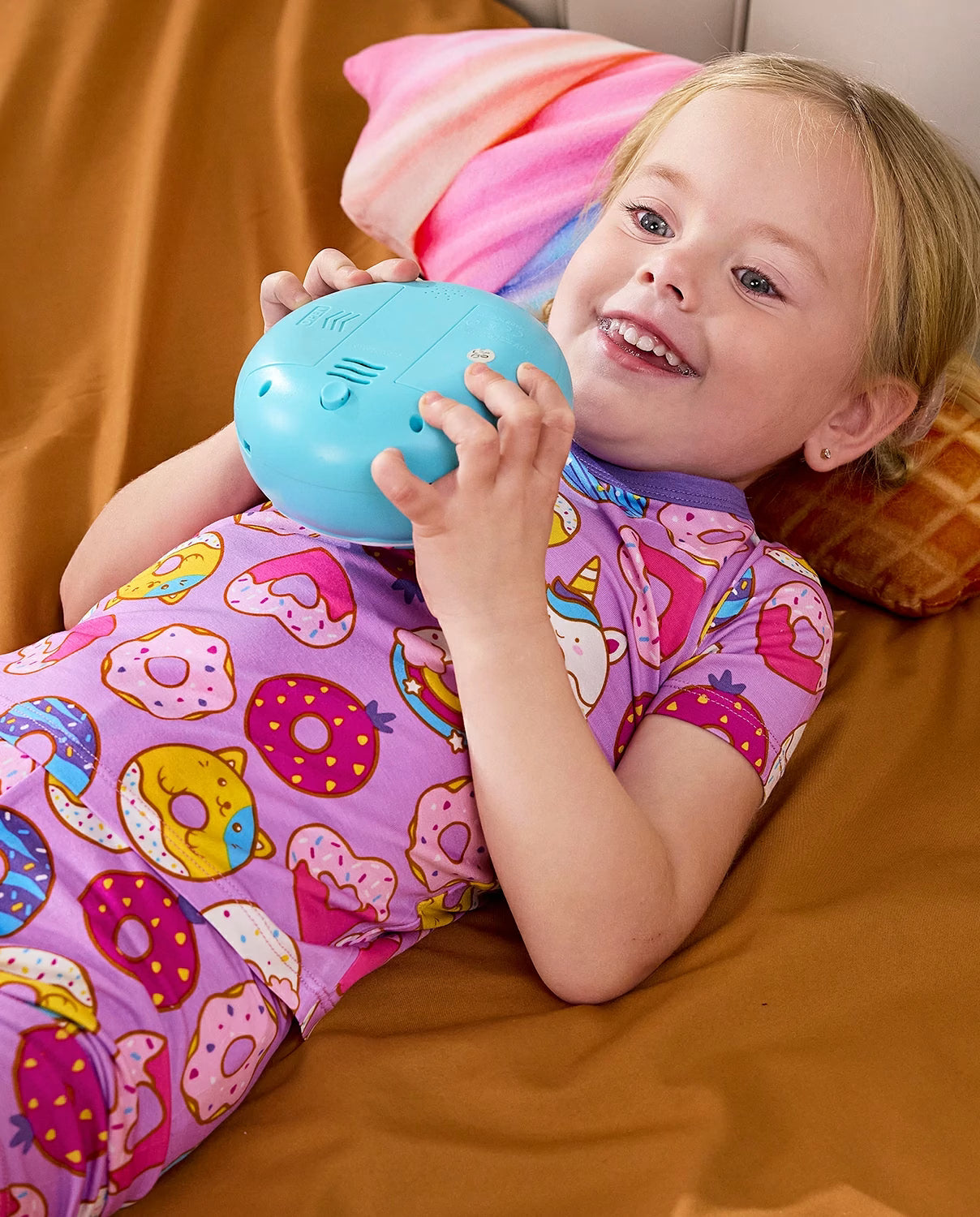 Unicorn Donuts Short Two-Piece Pajama Set, unicorn donuts bamboo short two piece pjs lifestyle 08