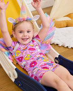 Unicorn Donuts Short Two-Piece Pajama Set, unicorn donuts bamboo short two piece pjs lifestyle 09