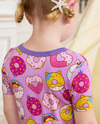 Unicorn Donuts Short Two-Piece Pajama Set, unicorn donuts bamboo short two piece pjs lifestyle 10