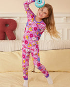 Unicorn Donuts Long Two-Piece Pajama Set, unicorn donuts bamboo two piece pjs lifestyle 6