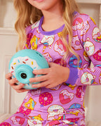 Unicorn Donuts Long Two-Piece Pajama Set, unicorn donuts bamboo two piece pjs lifestyle 8