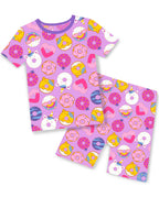 Unicorn Donuts Short Two-Piece Pajama Set, unicorn donuts short two piece pajama set main