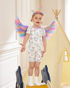 Unicorn Fireworks Short Two-Piece Pajama Set, unicorn fireworks bamboo short two piece pjs lifestyle 01