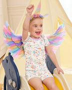 Unicorn Fireworks Short Two-Piece Pajama Set, unicorn fireworks bamboo short two piece pjs lifestyle 03