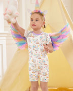 Unicorn Fireworks Short Two-Piece Pajama Set, unicorn fireworks bamboo short two piece pjs lifestyle 07