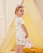Unicorn Fireworks Short Two-Piece Pajama Set, unicorn fireworks bamboo short two piece pjs lifestyle 08
