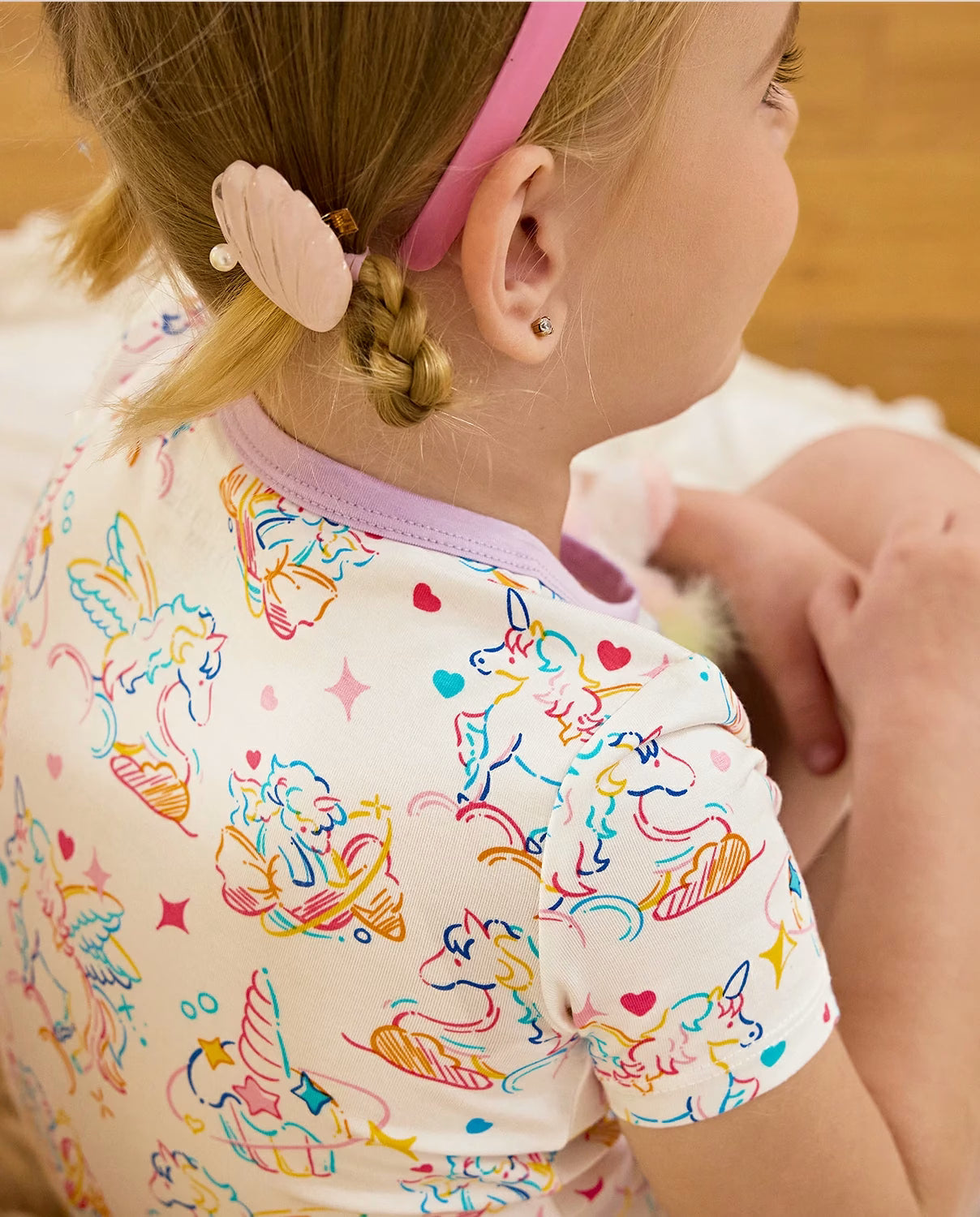 Unicorn Fireworks Short Two-Piece Pajama Set, unicorn fireworks bamboo short two piece pjs lifestyle 10