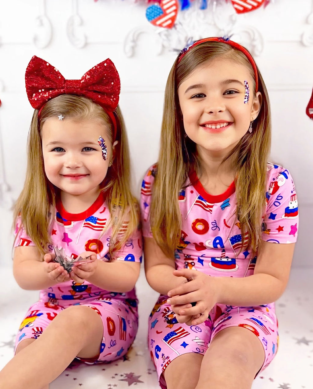 USA Party Short Two-Piece Pajama Set, usa party bamboo short two piece pjs lifestyle 04