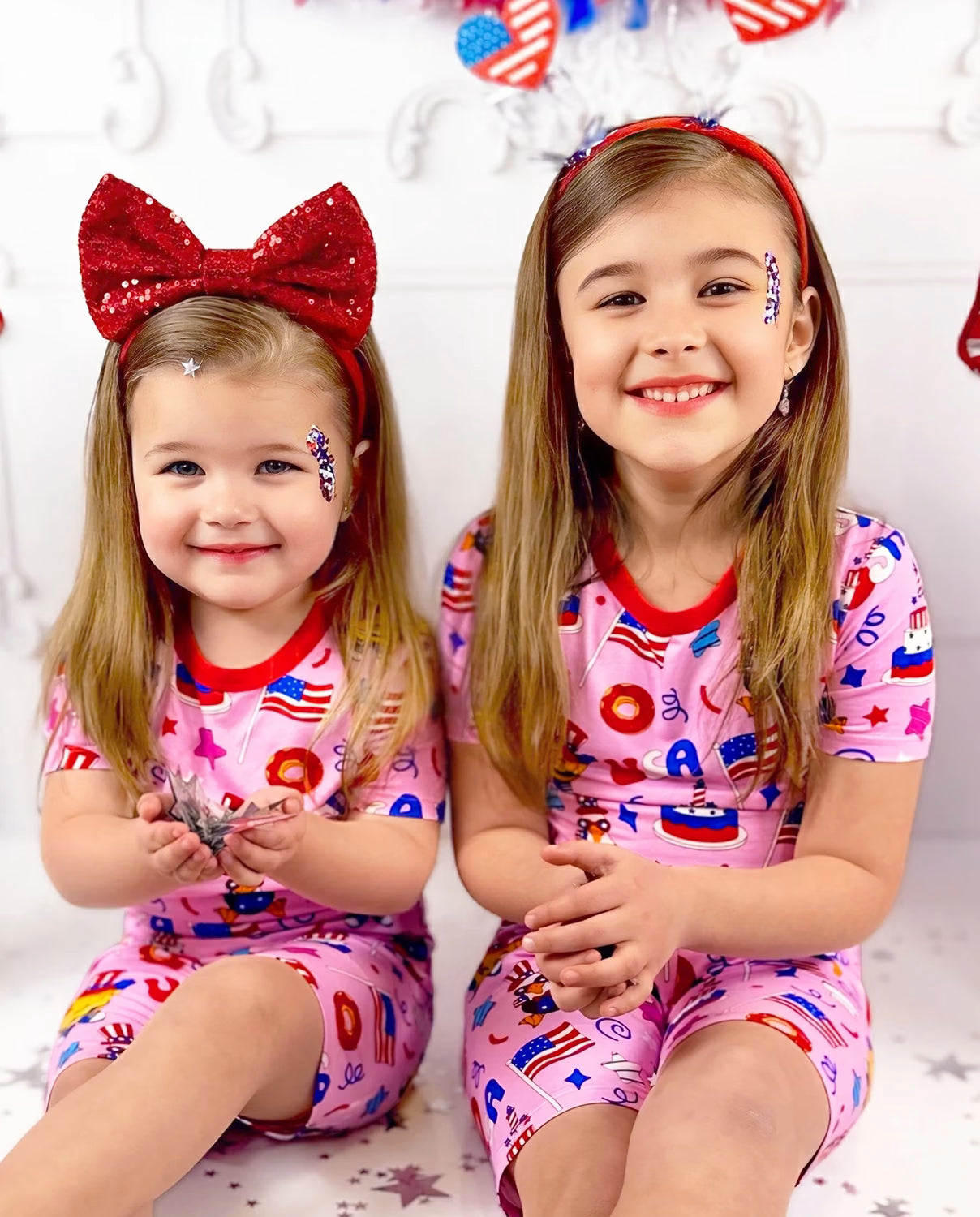USA Party Short Two-Piece Pajama Set, usa party bamboo short two piece pjs lifestyle 04