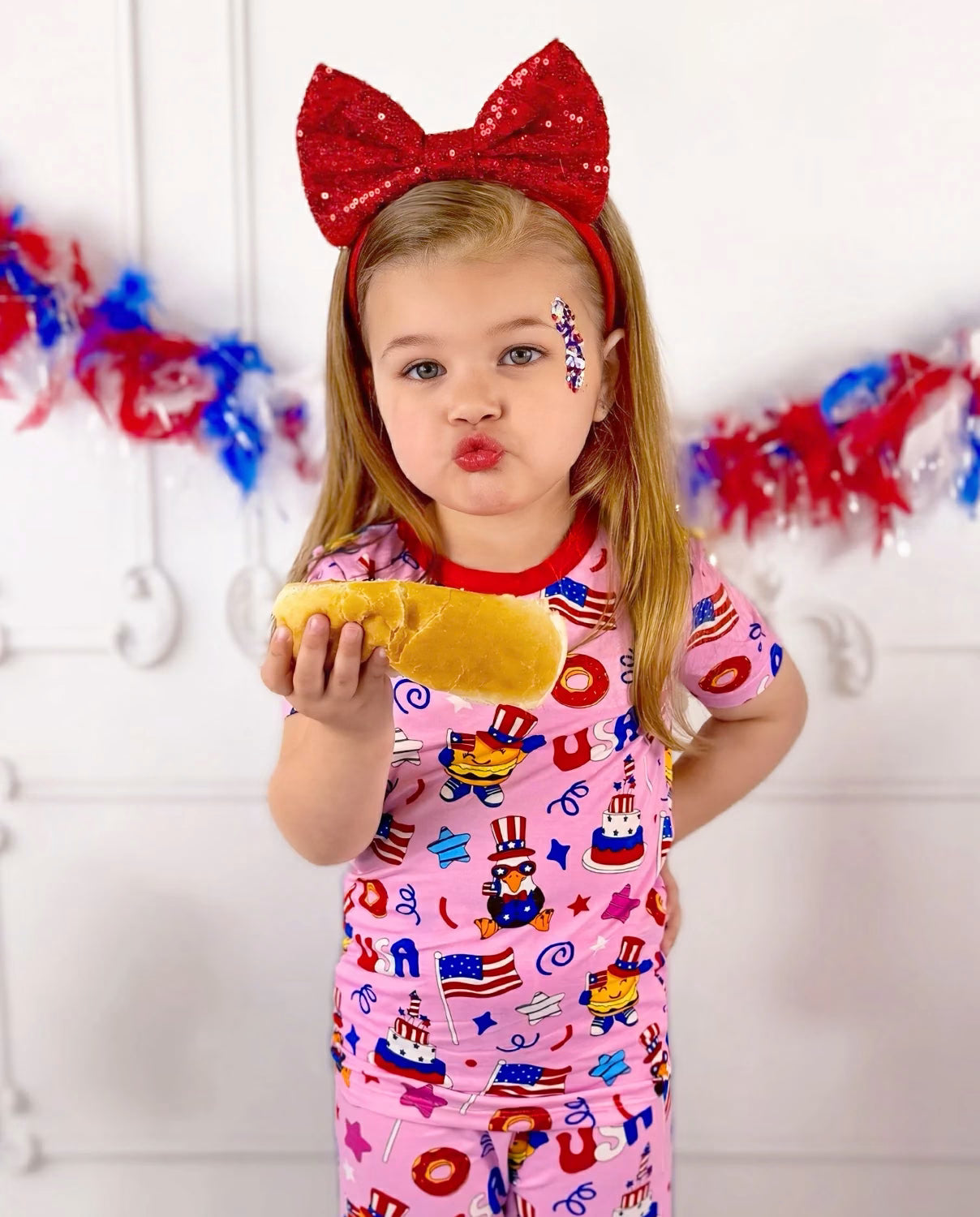 USA Party Short Two-Piece Pajama Set, usa party bamboo short two piece pjs lifestyle 05