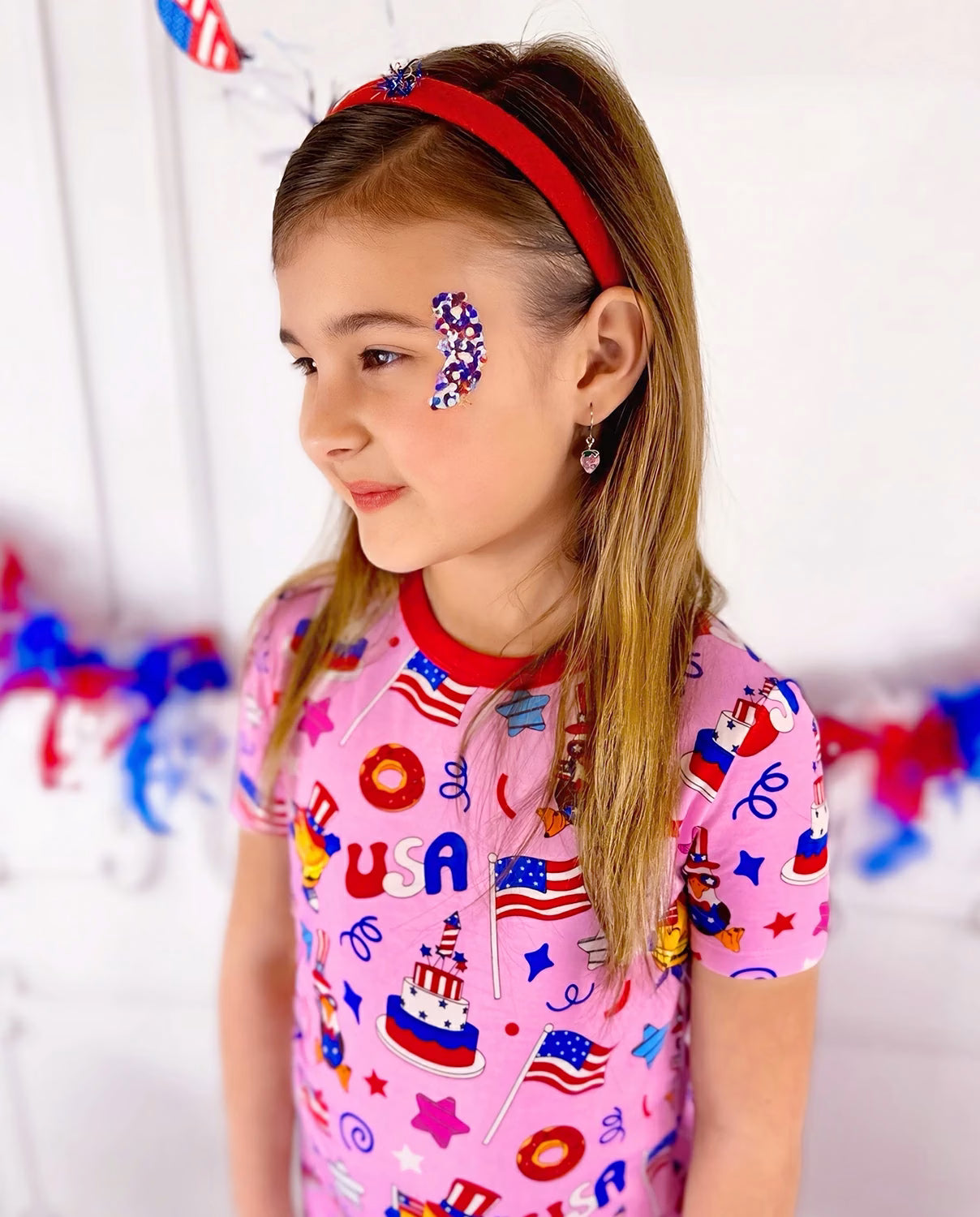 USA Party Short Two-Piece Pajama Set, usa party bamboo short two piece pjs lifestyle 08