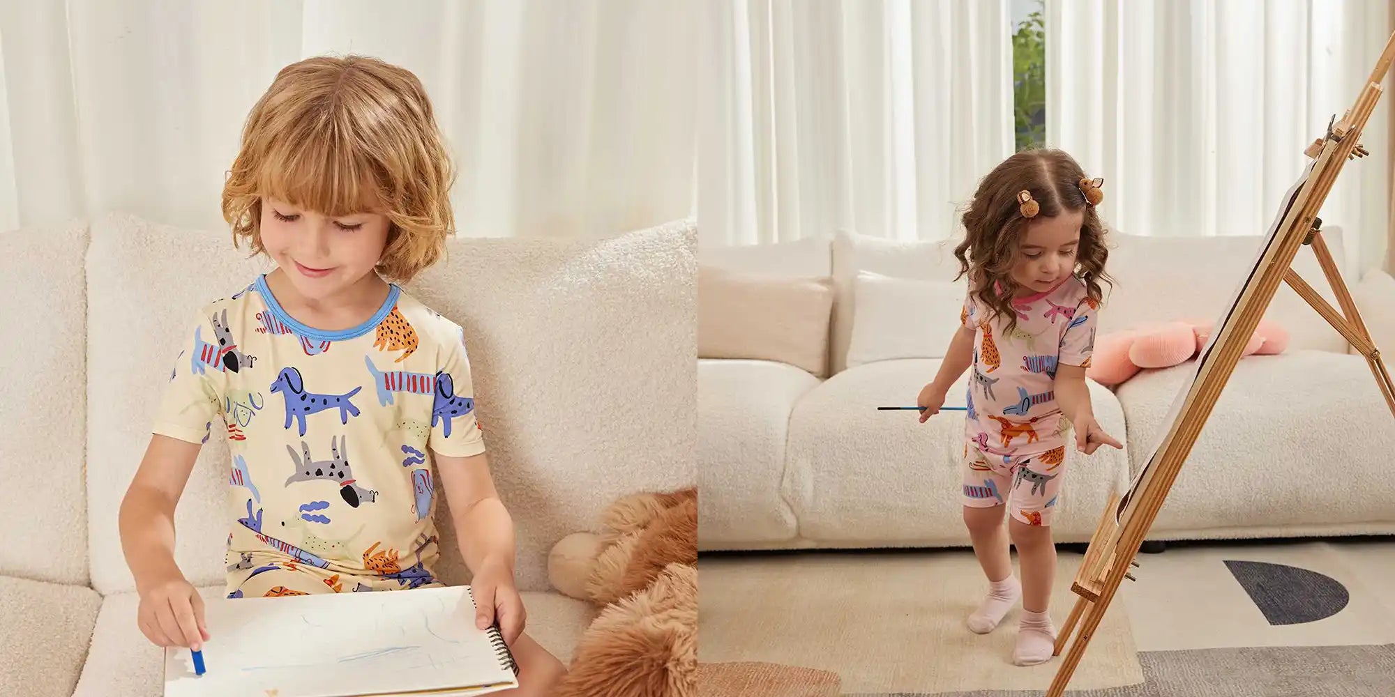 Children wearing Babee Reshinee bamboo sleepwear during playtime